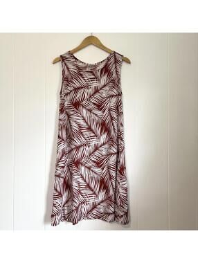Makai Beach Rust Palm Tree Tropical Sleeveless Knee Length Dress Women's Medium